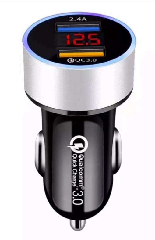 シガーソケット USB 車 黒 LED 急速 充電 カーチャージャー 電圧 軽量 通販