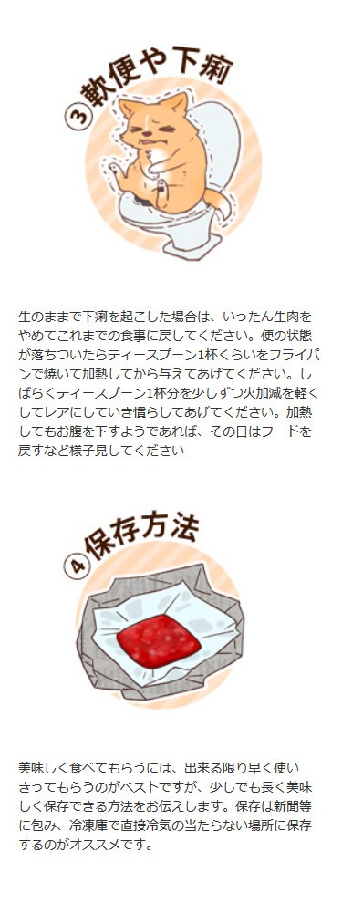 生肉の与え方と保存方法