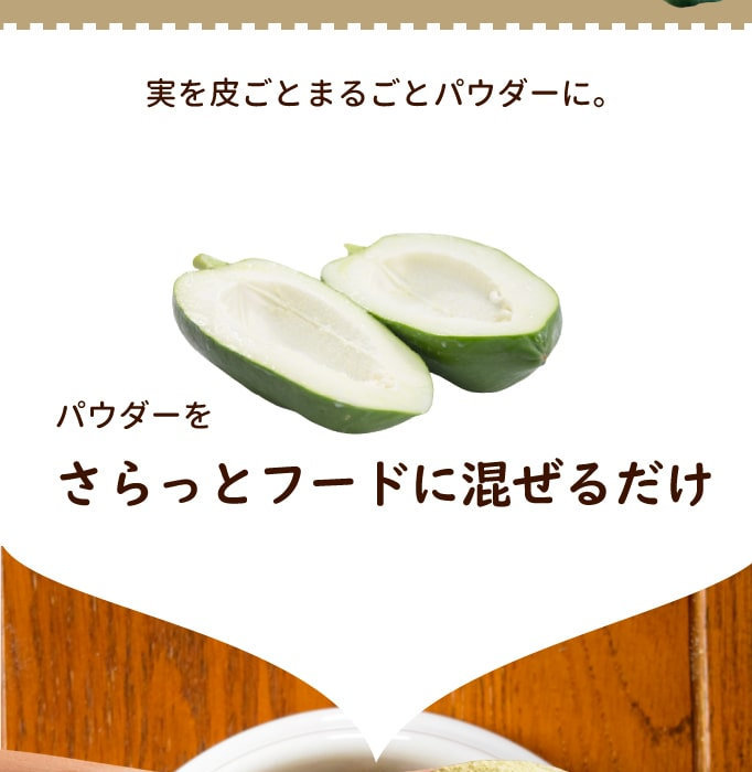 実を皮ごとまるごとパウダーに