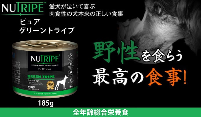 犬用　缶詰　PURE グリーントライプ 185g　NUTRIPE(ニュートライプ)