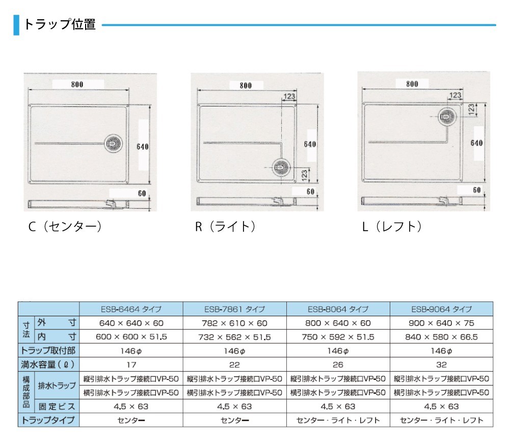 激安通販専門店 シナネン KSB-6464W 洗濯機防水パン ベストレイ 64嵩上げタイプ トラップタイプ:センター 有色トラップ付 ホワイト   discoversvg.com