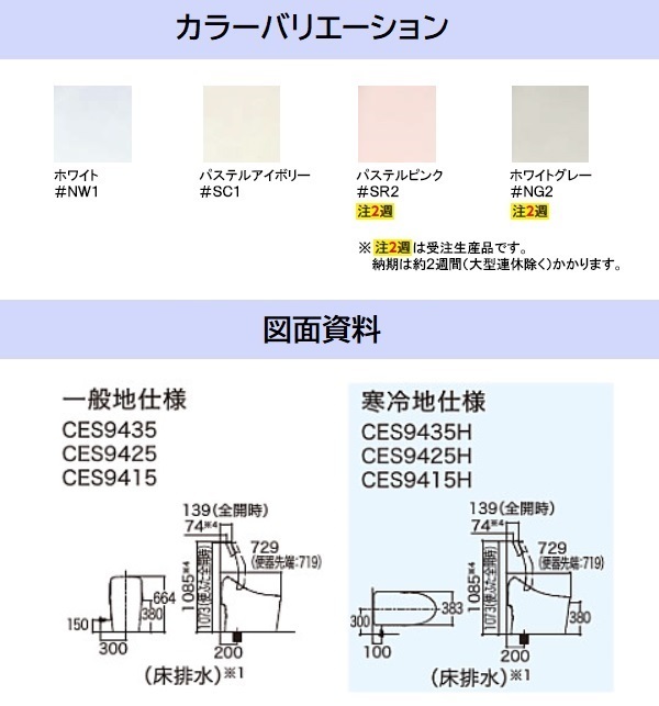 TOTO ウォシュレット一体形便器 GGシリーズ 手洗い無し 床排水 排水芯