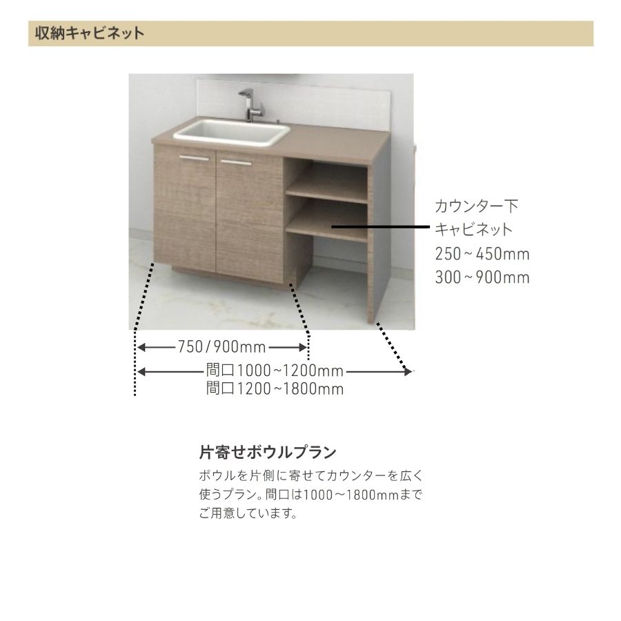 TOTO 洗面化粧台 ドレーナ 間口1000-1800mm 2枚扉 広ふかボウル 片寄せ