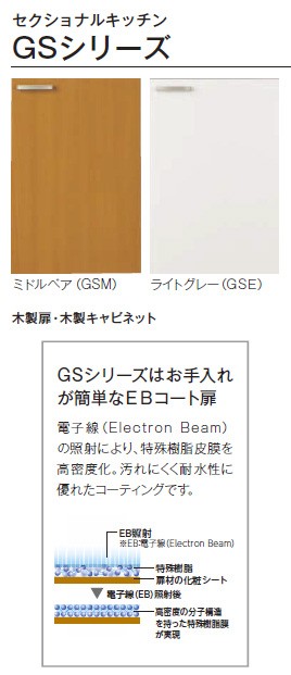 サンウェーブ キッチン 木製キャビネットGSシリーズ  流し台(3段引出し) 間口165cmジャンボシンク・点検口付 GSM-S-165JXT・GSE-S-165JXT