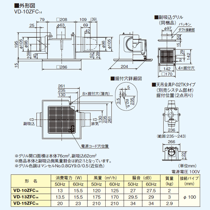 VD-10ZC14 換気扇　2個まとめ売り VD-10ZC14-IN(三菱電機) 商品詳細 ～ 照明器具・換気扇他、電設