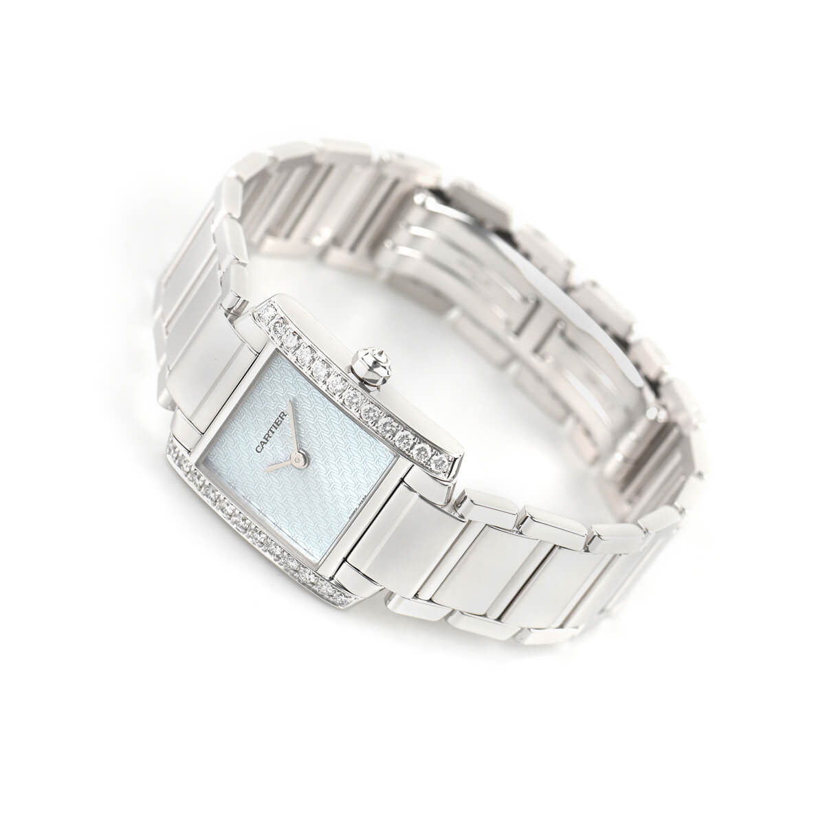 中古 カルティエ CARTIER WE1019S3 ライトブルー レディース 腕時計 中古)CARTIER カルティエ タンク フランセーズ SM ライトブルー