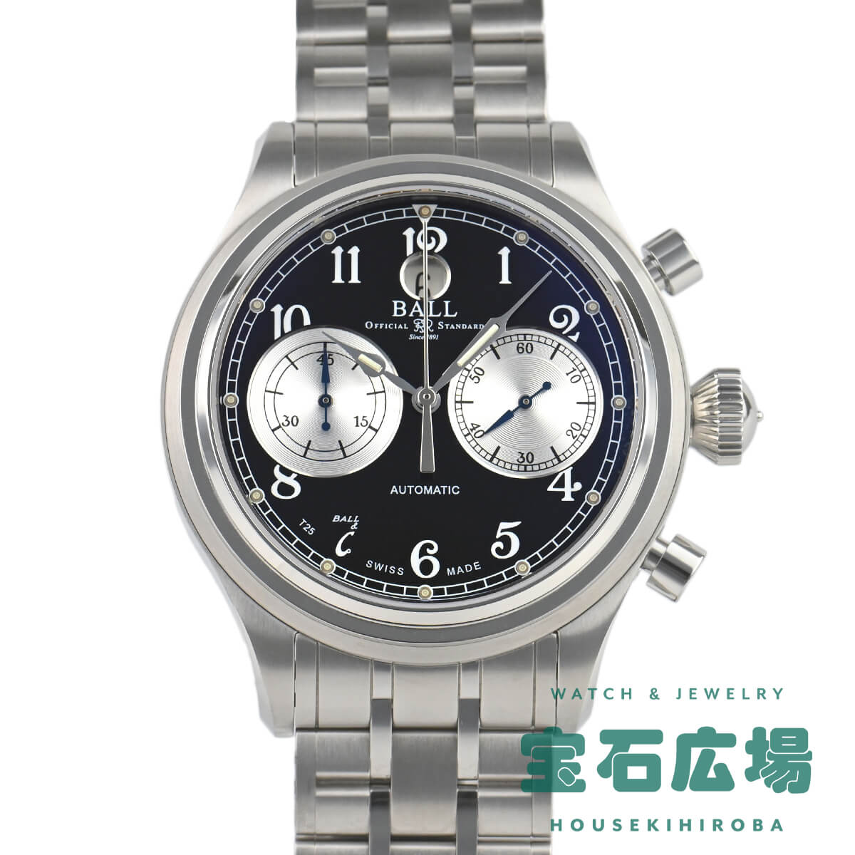 ボールウォッチ BALL WATCH トレインマスター キャノンボールII CM1052D-S3J-BK 中古 未使用品 メンズ 腕時計｜houseki-h
