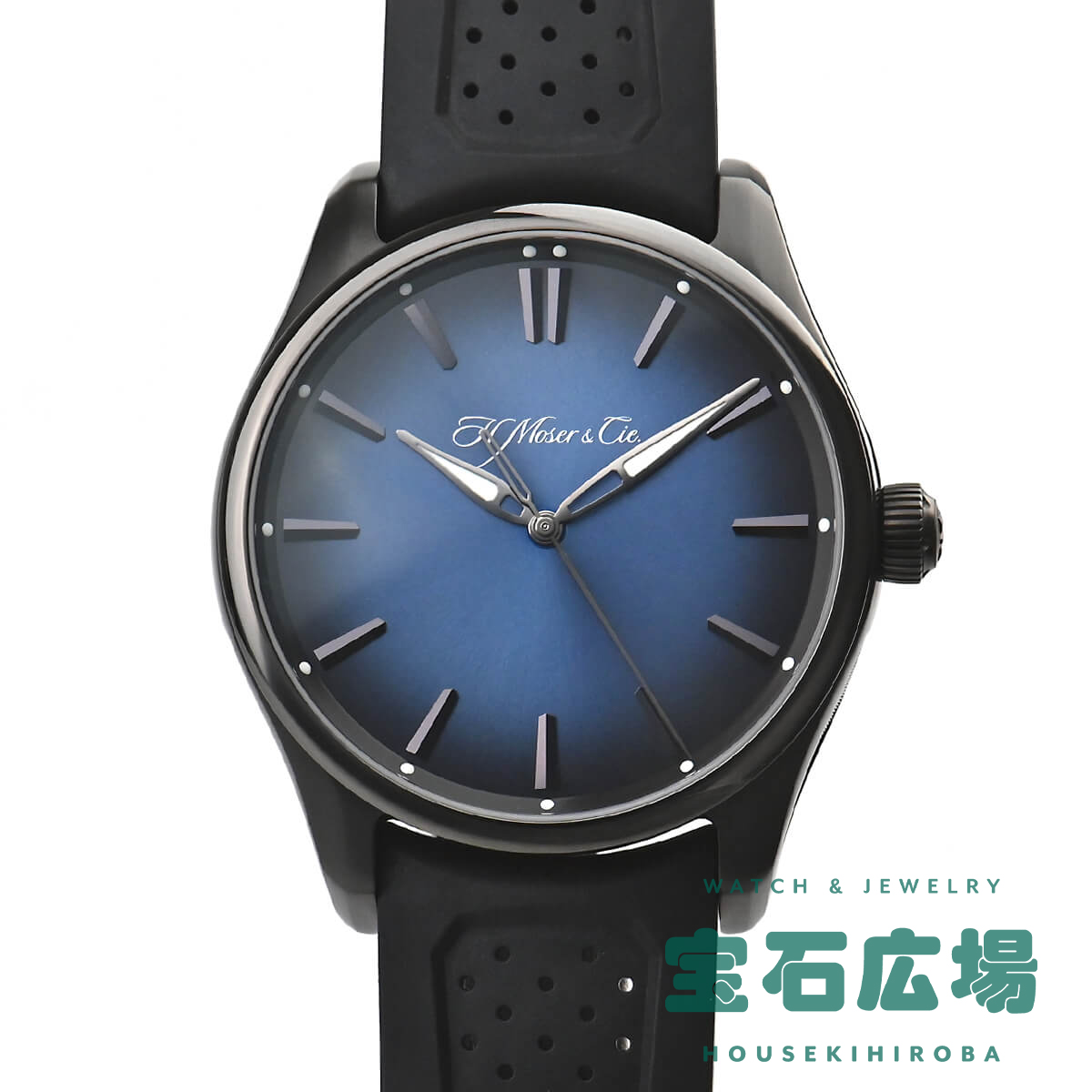 H.モーザー H.MOSER パイオニア センターセコンド ファンキーブルー ブラックエディション 3200-1205 中古 メンズ 腕時計