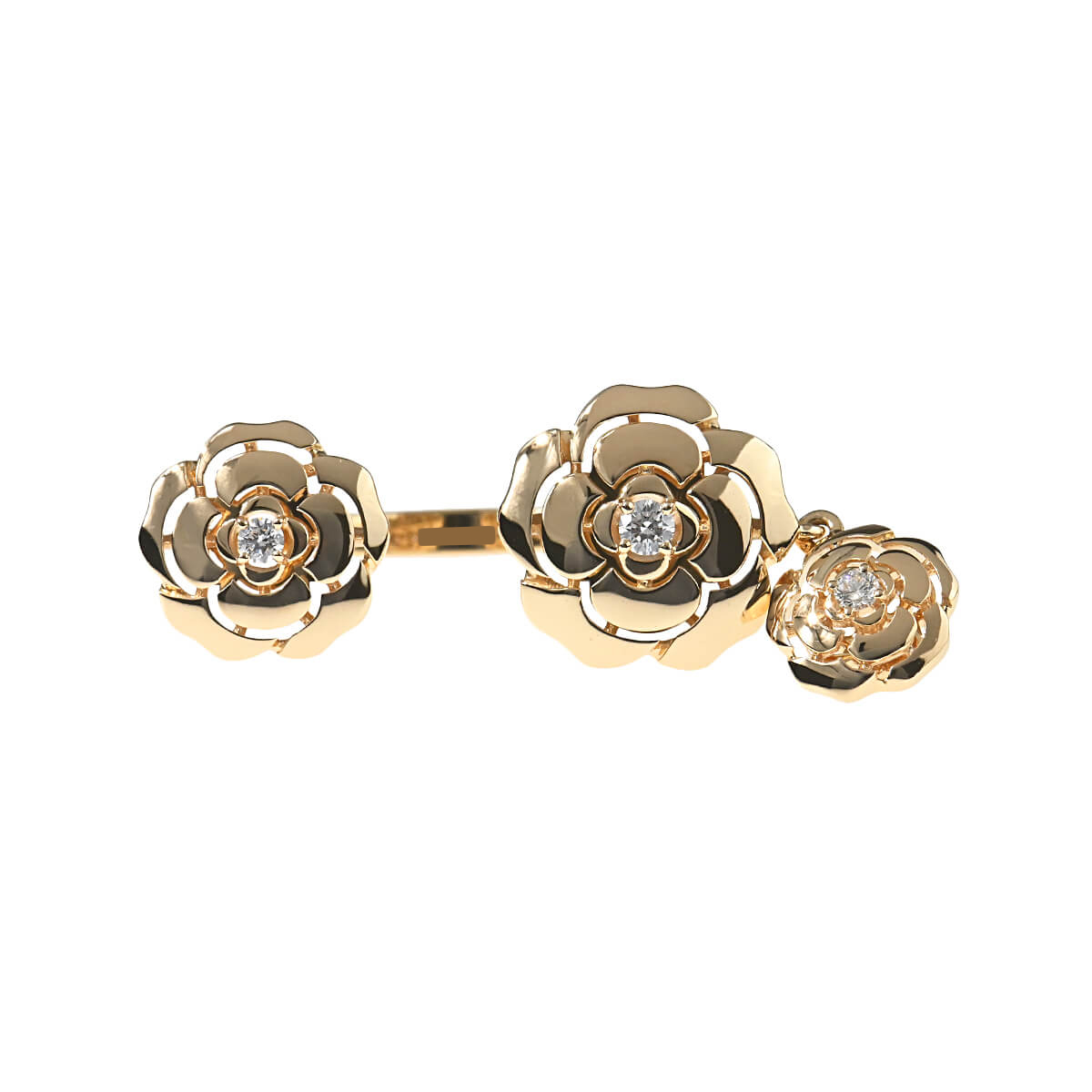 CHANEL シャネル カメリア 3Pダイア オープンリング J11873 中古