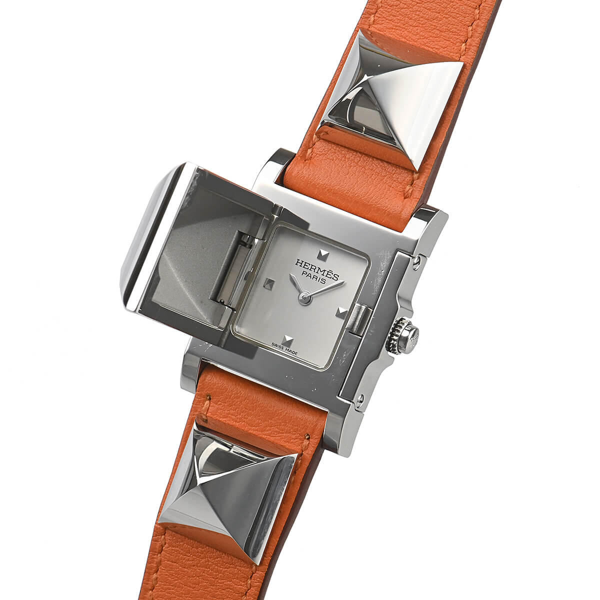 HERMESメルドール　レディース腕時計 HERMES エルメス メドール ME1.210 GP 革 ホワイト レディース