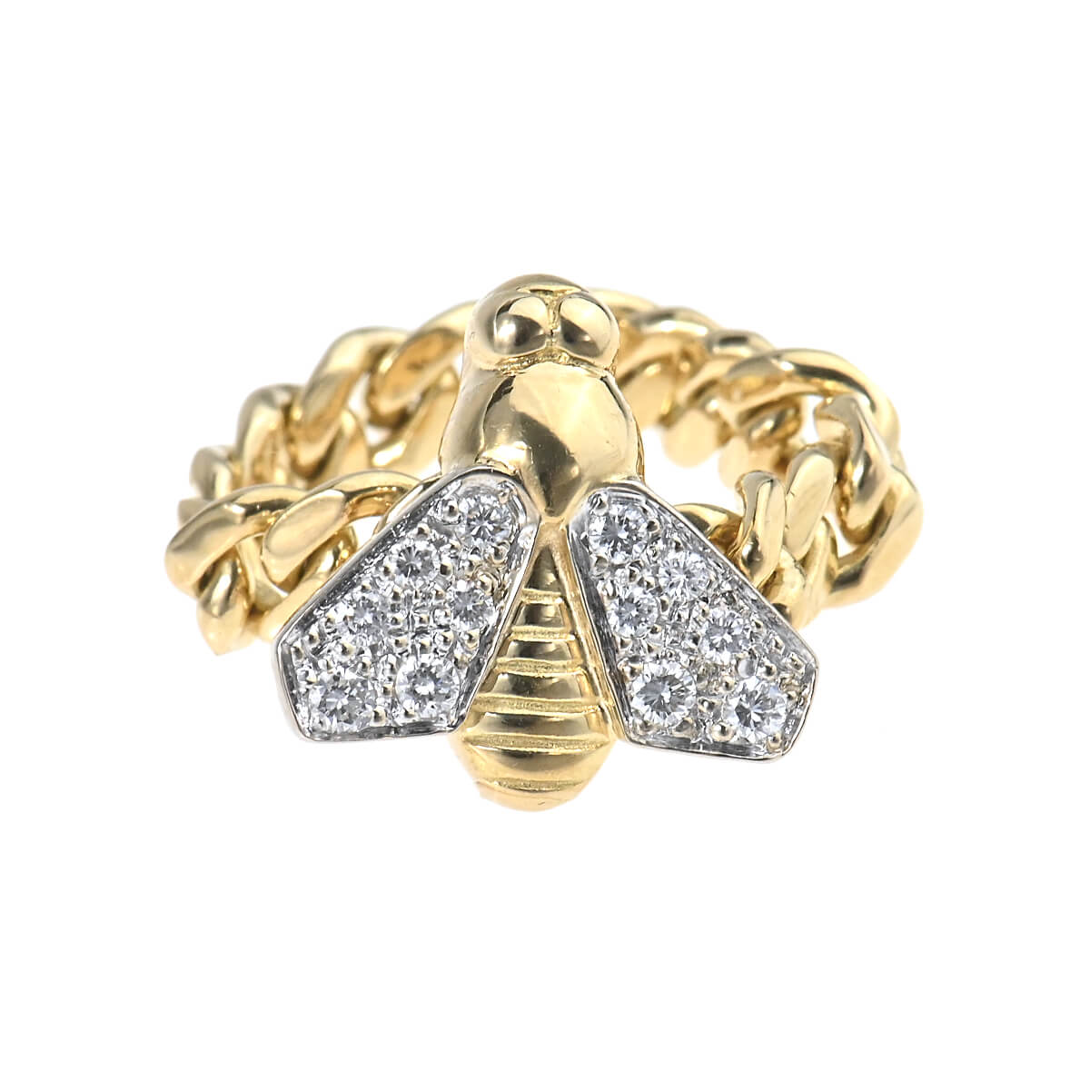 合馬公式アカウント1 ポメラート 廃盤 ハチのチェーンリング 18K ポメラート Pomellato ハチ ダイヤ チェーンリング 中古 レディース