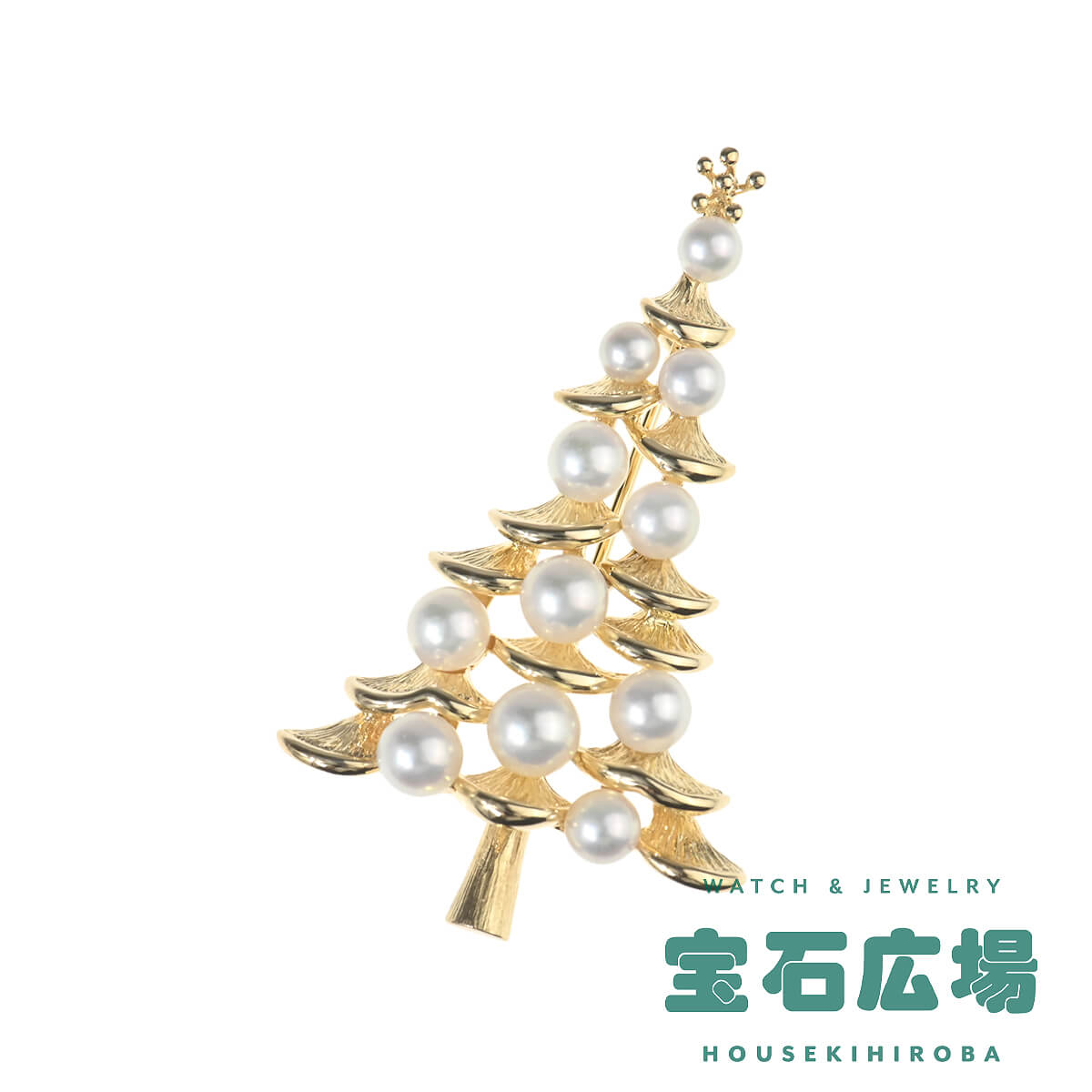 ミキモト MIKIMOTO クリスマスツリー 11Pパール ペンダントブローチ  中古 ユニセックス ジュエリー