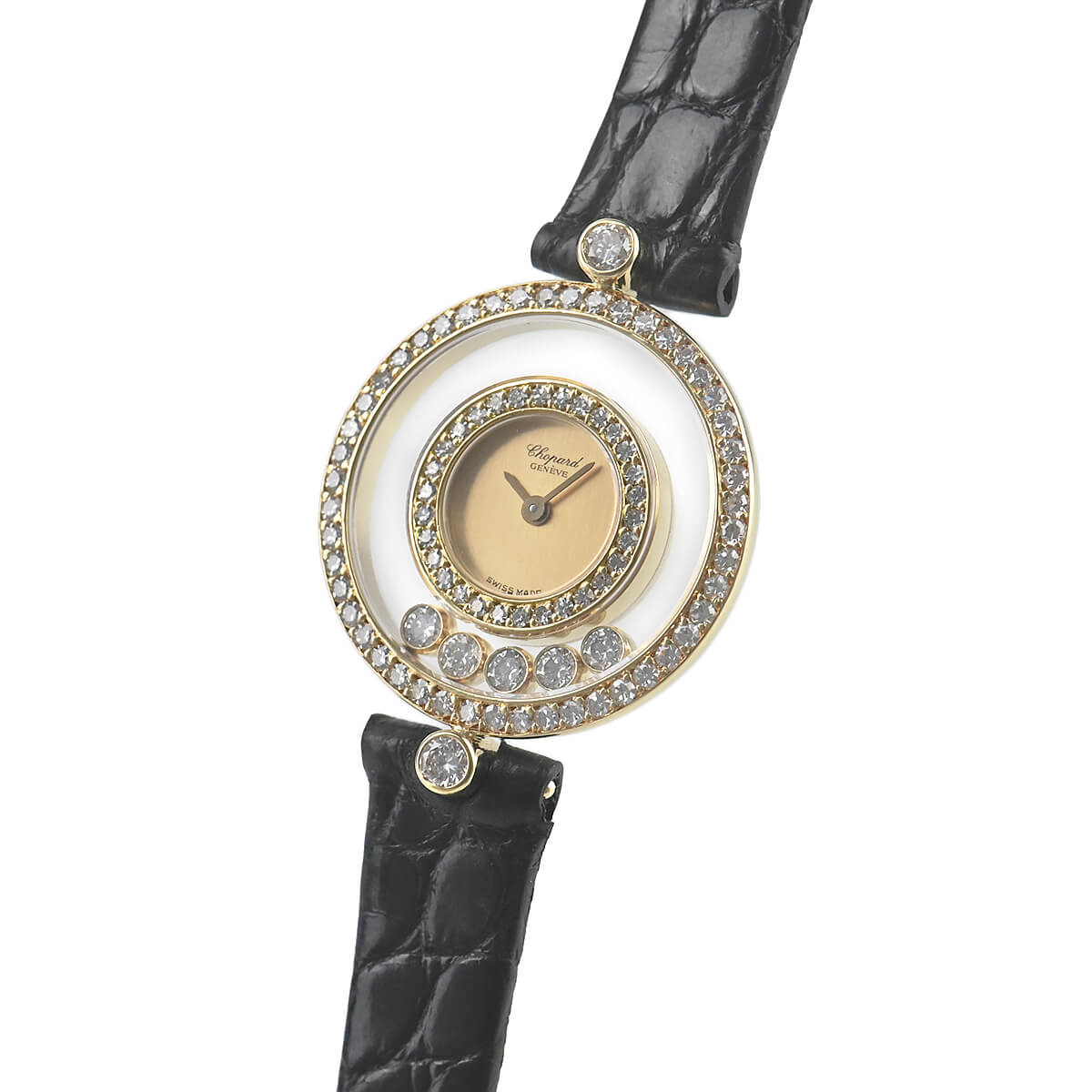 中古 ショパール Chopard 20/3926 ホワイト /ダイヤモンド レディース 腕時計 ショパールハッピーダイヤ べゼルダイヤ 5Pダイヤ レディース 腕時計