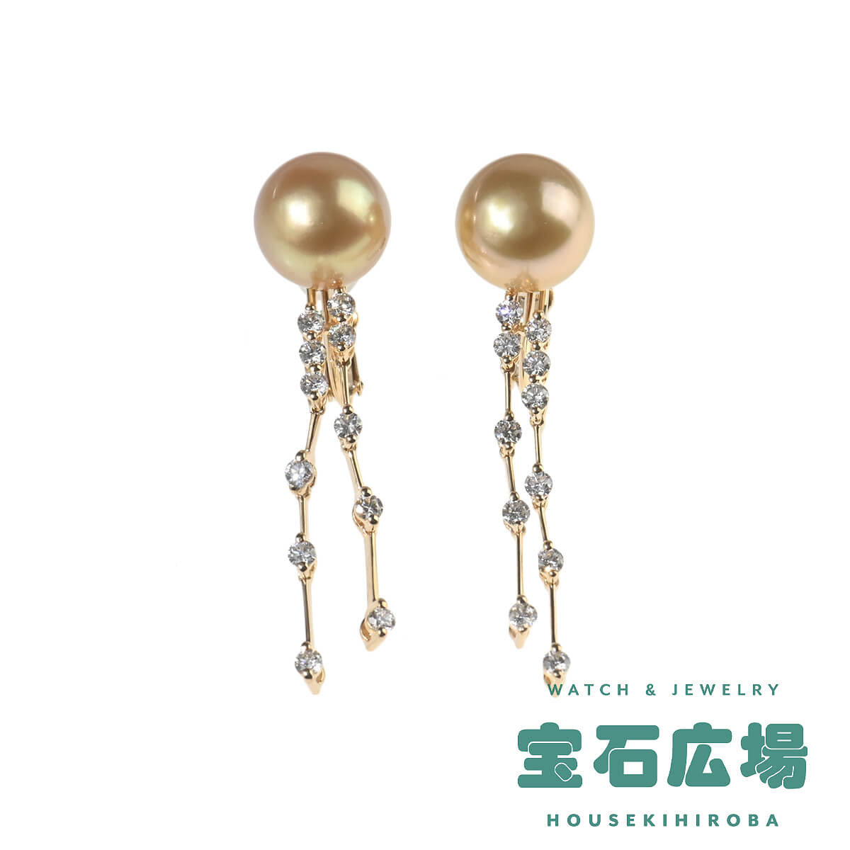 ノーブランド 1Pゴールデンパール・ダイヤ ドロップイヤリング  中古 レディース ジュエリー
