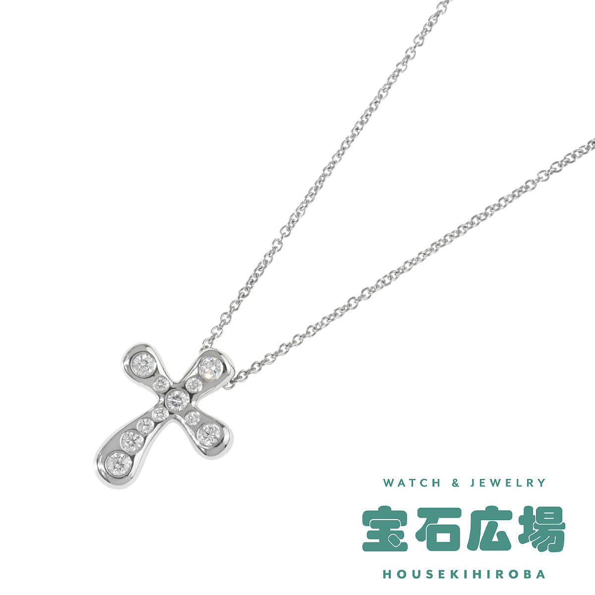 ティファニー TIFFANY＆Co. エルサ・ペレッティ クロス 11Pダイヤ ペンダントネックレス  中古 ユニセックス ジュエリー