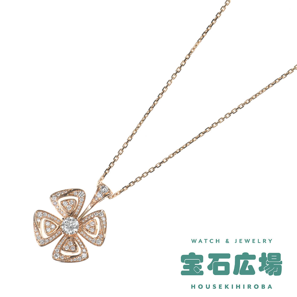 ブルガリ BVLGARI フィオレヴァー 1Pダイヤ・ダイヤ ペンダントネックレス 355885 中古 レディース ジュエリー