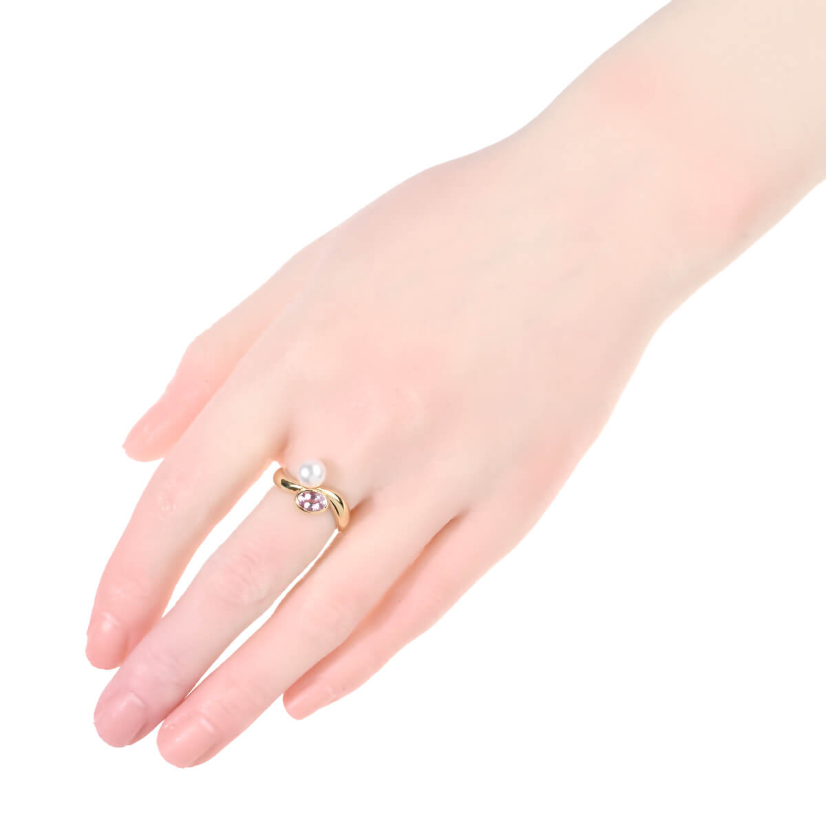 MIKIMOTO ミキモト パール・ピンクトパーズ リング 中古