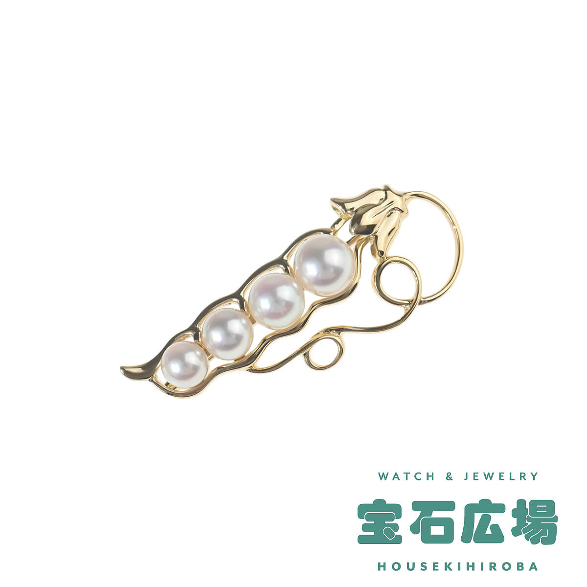 ミキモト MIKIMOTO ビーンズ 4Pパール ブローチ  中古 ユニセックス ジュエリー