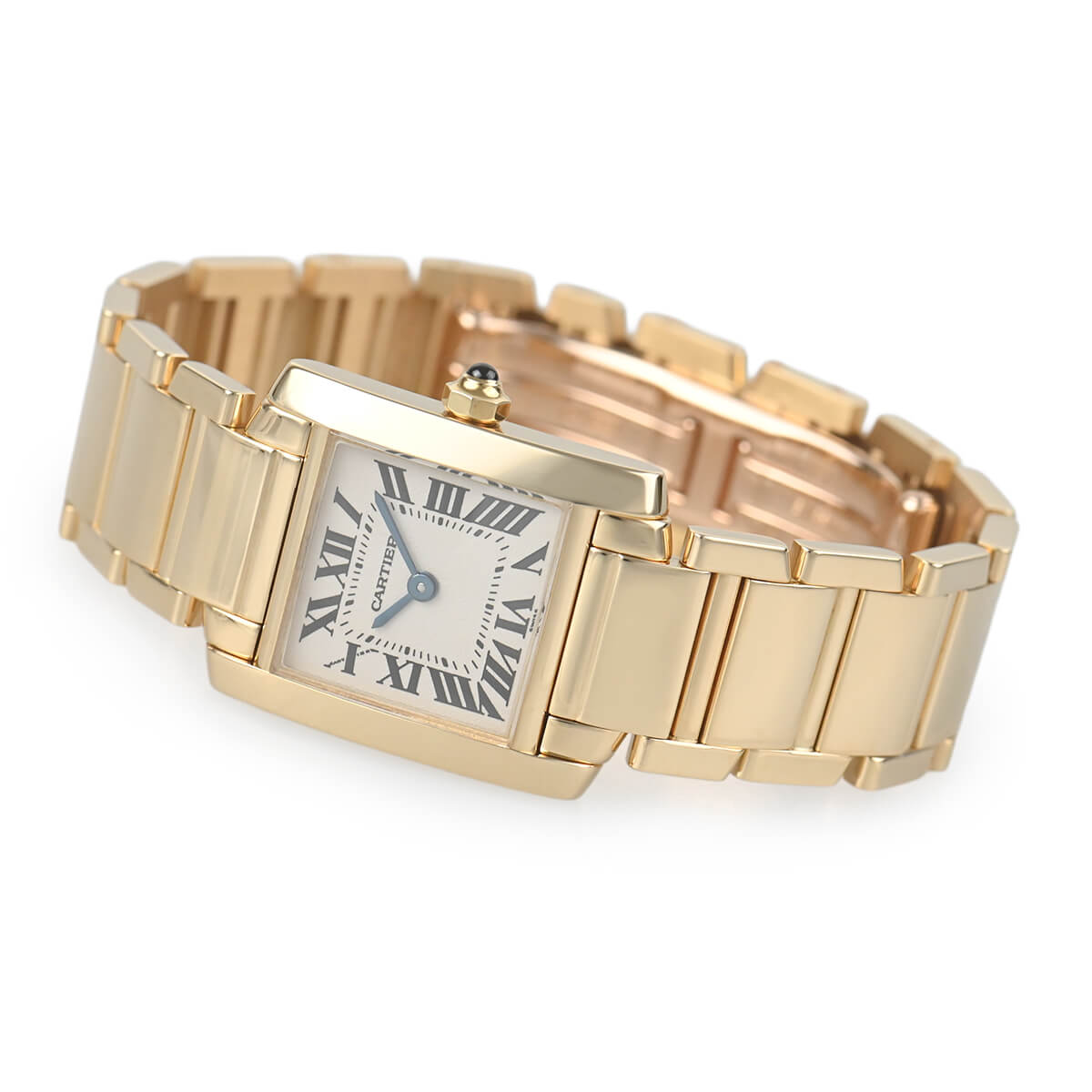 Cartier カルティエ タンクアロンジェ  アイボリー文字盤 ダイヤベゼル YG×革/QZ イエローゴールド クォーツ ブラック×ゴールド TANK（Cartier） カルティエ タンク アロンジェ【仕上げ/電池交換済