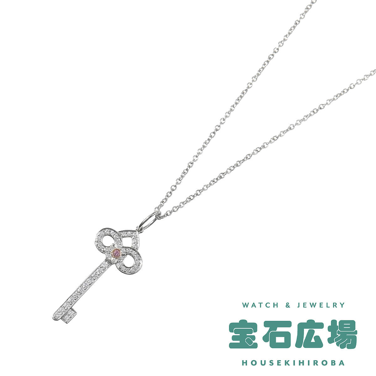 ティファニー TIFFANY＆Co. フルール ド リス キー 1Pピンクダイヤ・ダイヤ ペンダントネックレス  中古 ユニセックス ジュエリー