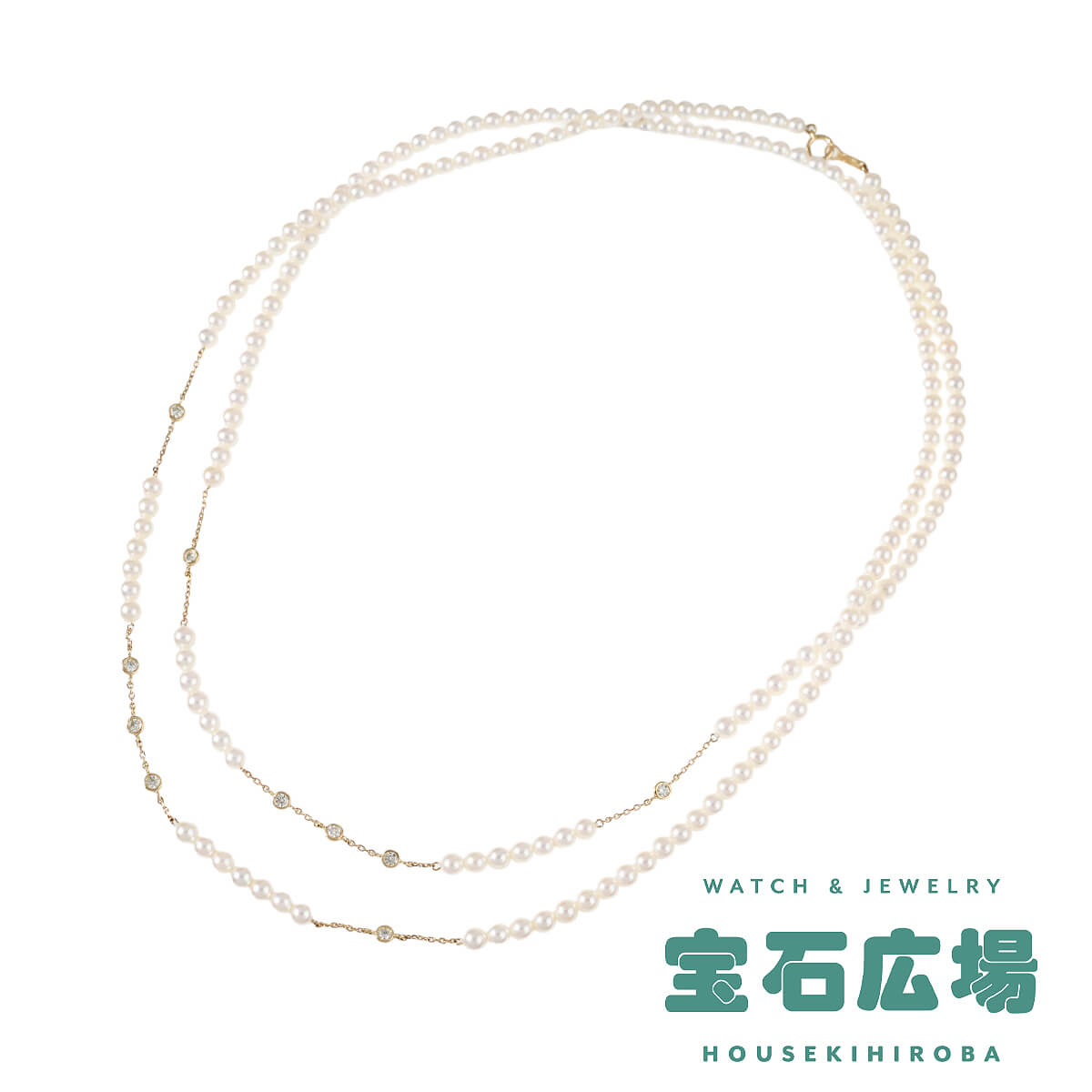 タサキ TASAKI ベビーパール・ダイヤ ロングネックレス 中古 レディース ジュエリー