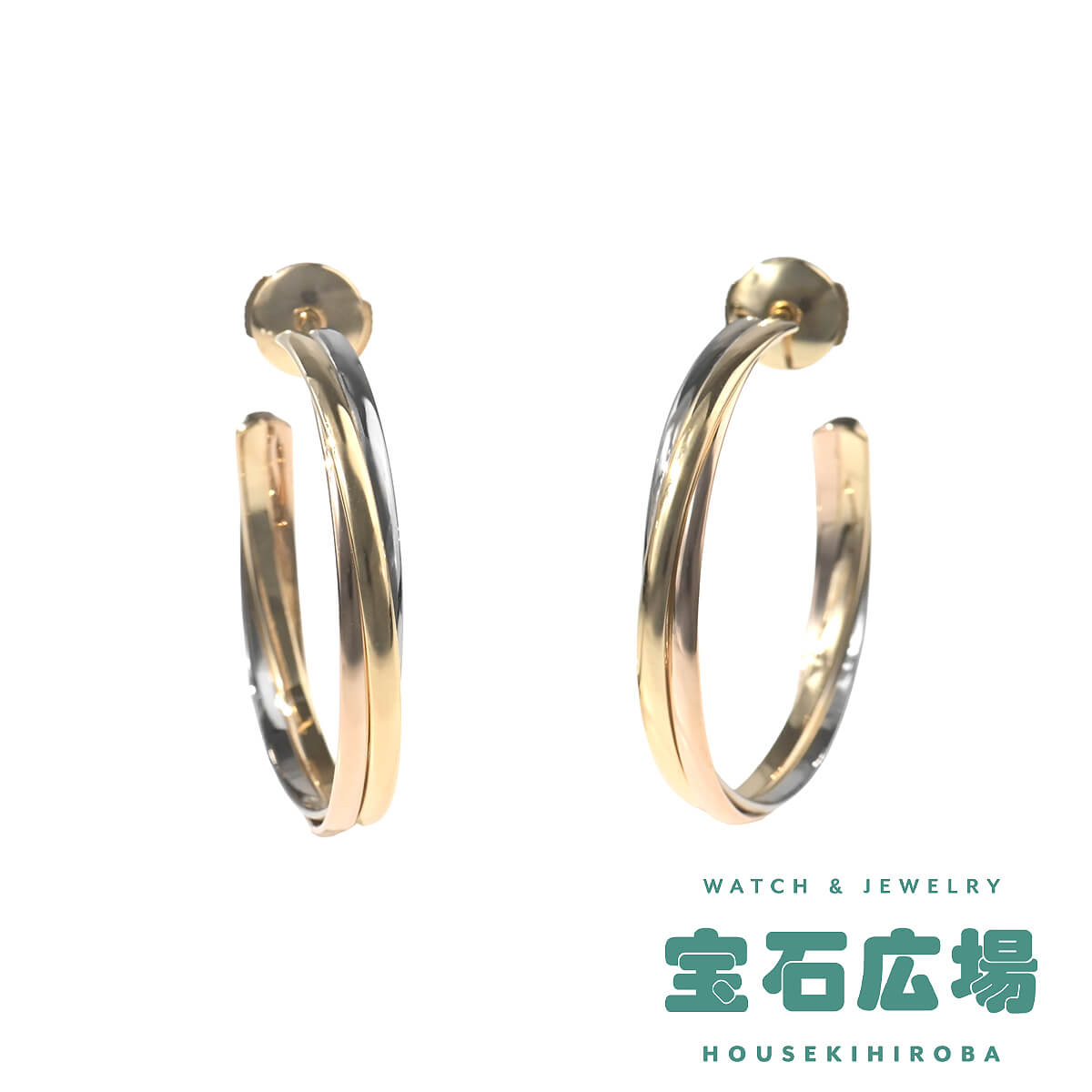 専用！極美品　Cartier カルティエ　トリニティ フープピアス Cartier（カルティエ） トリニティ フープピアス B8020000 中古