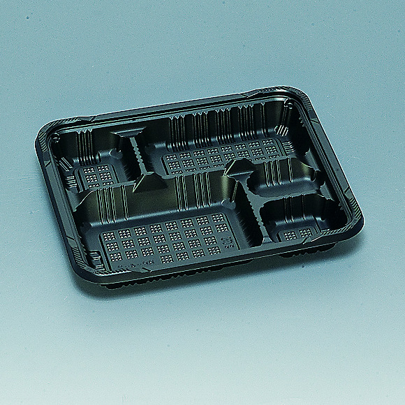 弁当容器 憩い RP-2-2H 黒 E 本体 福助工業 福助工業 【ケース販売】弁当容器 RP-2-2H黒E 170x228x深34mm（600