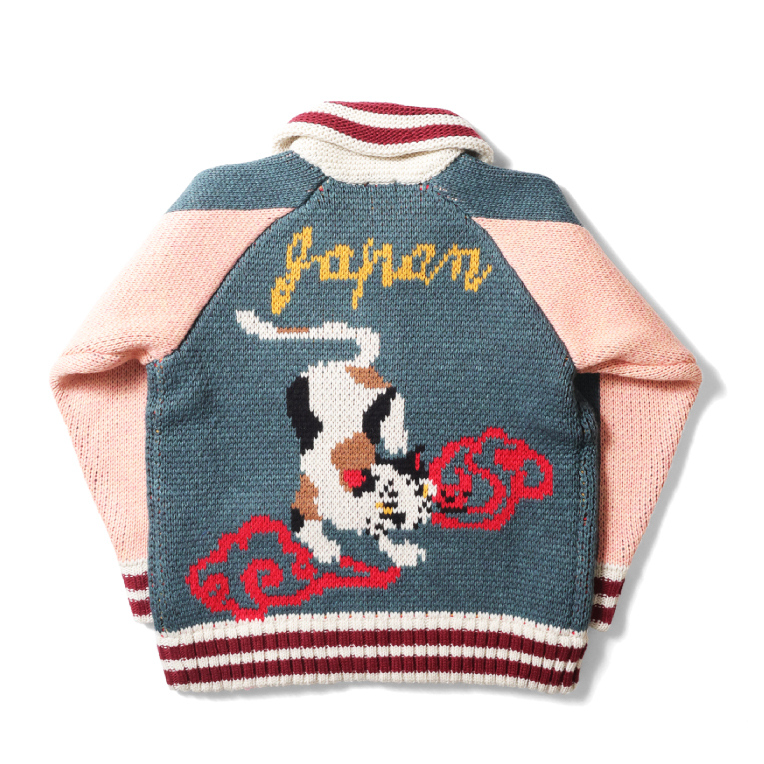 美品！HOUSTON スーベニアカウチンセーター ニット 猫／スカジャン CAT HOUSTON（ヒューストン） HOUSTON woman / ヒューストン ウーマン