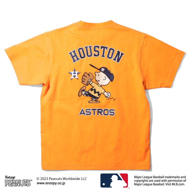 HOUSTON / ヒューストン 22106 PEANUTS × MLB EMB TEE(CHARIE BROWN) / 刺繍半袖Tシャツ (チャーリーブラウン)-全3色-｜houston-1972｜03