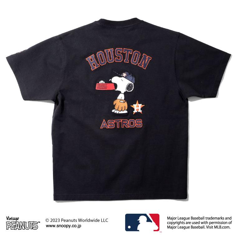 HOUSTON / ヒューストン 22107 PEANUTS × MLB EMB TEE(SNOOPY) / 刺繍半袖Tシャツ (スヌーピー)-全3色-｜houston-1972｜02
