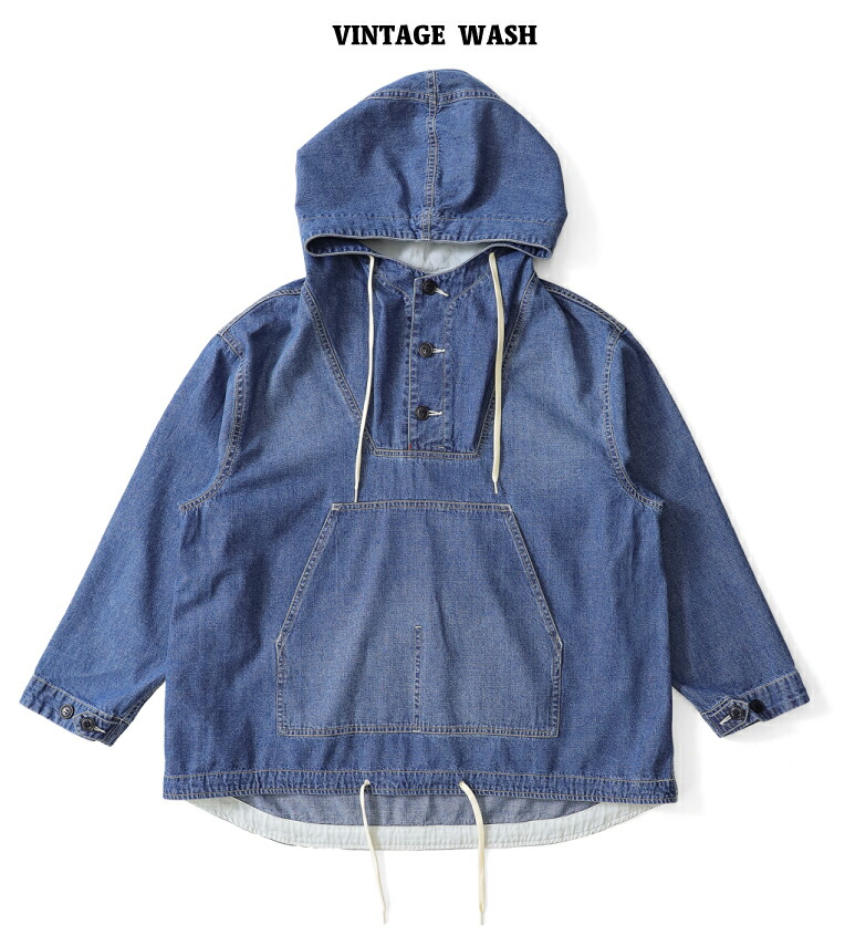 HOUSTON woman / ヒューストン ウーマン 22HL001  DENIM ANORAK HOODIE / デニムアノラックフーディ -全2色-