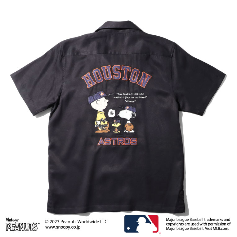 HOUSTON / ヒューストン 41028 PEANUTS × MLB BOWLING SHIRTS / 刺繍ボウリングシャツ-全3色-｜houston-1972｜02