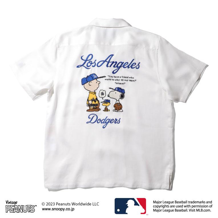 HOUSTON / ヒューストン 41028 PEANUTS × MLB BOWLING SHIRTS / 刺繍ボウリングシャツ-全3色-｜houston-1972｜04