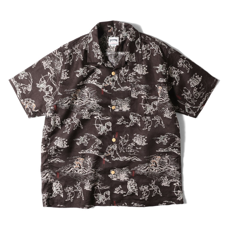 HOUSTON  / ヒューストン 41128 LINEN ALOHA SHIRT (鳥獣戯画) /...