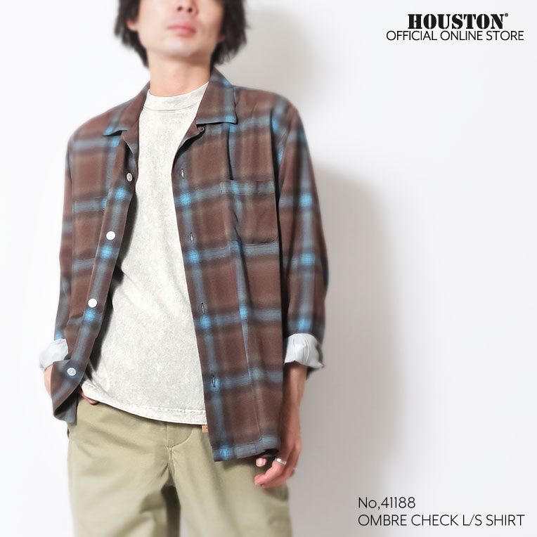 5分割のB HOUSTON / ヒューストン 41188 OMBRE CHECK L/S SHIRT / オンブレ