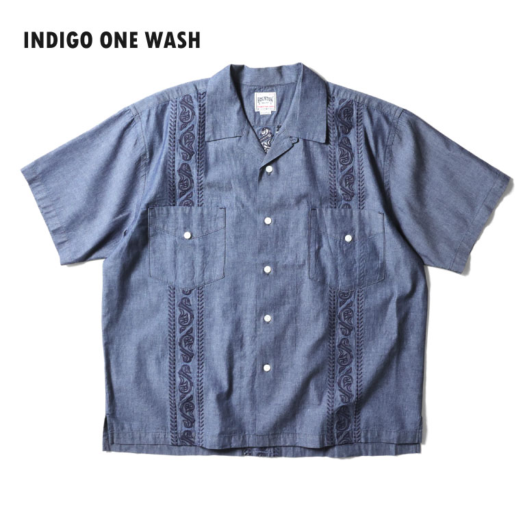 HOUSTON / ヒューストン 41216 CHAMBRAY EMB CUBA SHIRT