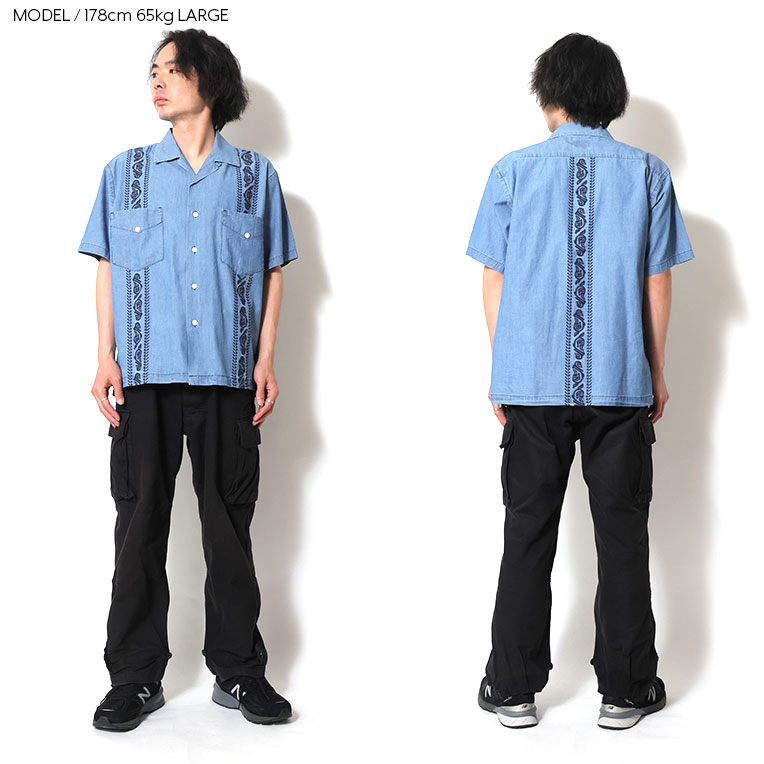 HOUSTON / ヒューストン 41216 CHAMBRAY EMB CUBA SHIRT
