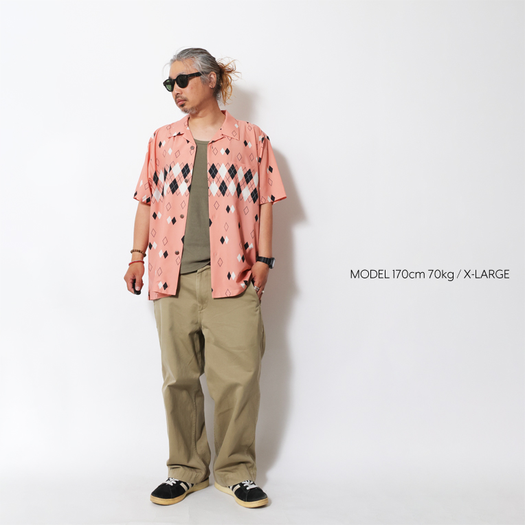 【UNIVERD72】ALOHA SHIRT（ARGYLE） ユニバード72 アロハシャツ オープンシャツ アーガイル カスリ