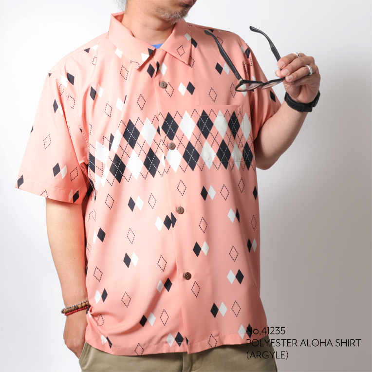 UNIVERD72 / ユニバード72 41235 POLYESTER ALOHA SHIRT (ARGYLE