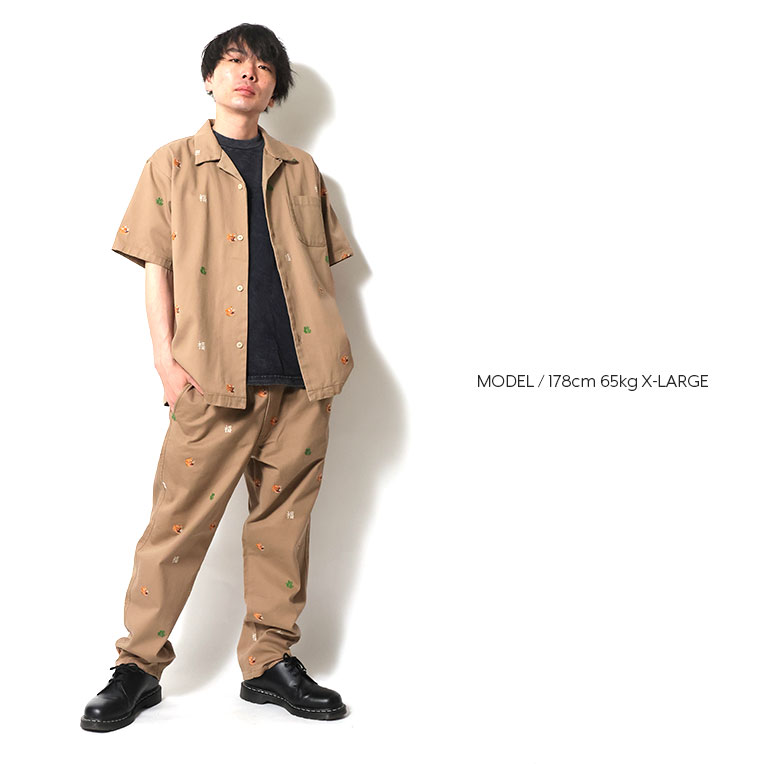 HOUSTON（ヒューストン） 41244 TWILL ALLOVER EMB S/S SHIRT / ツイル
