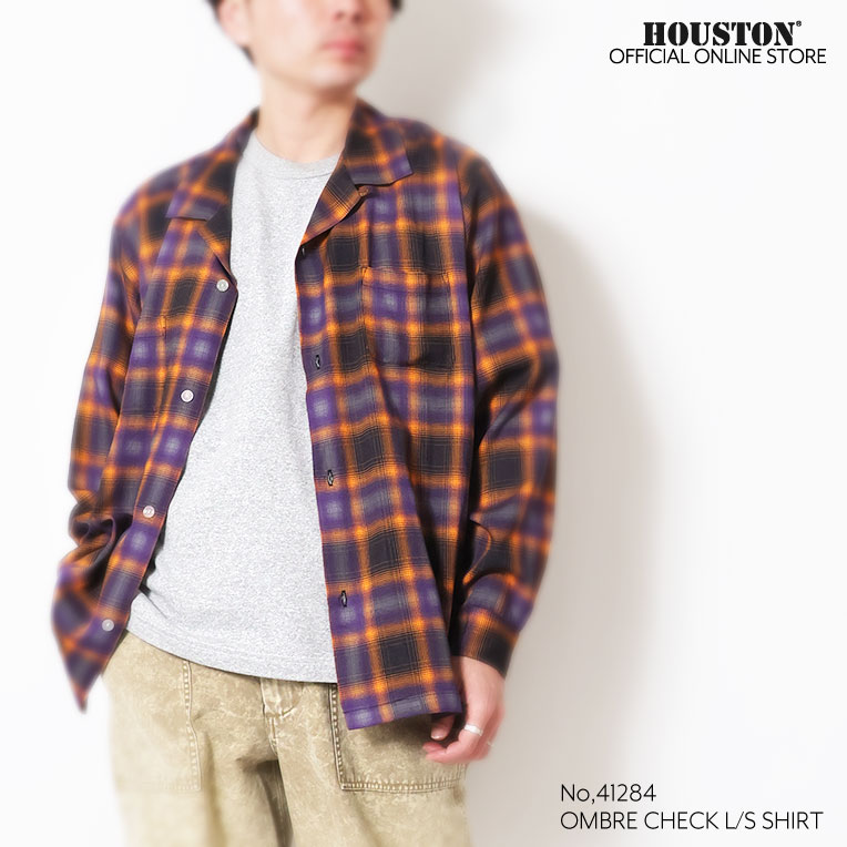 o905127 様 HOUSTON / ヒューストン 41284 OMBRE CHECK L/S SHIRT / オンブレー