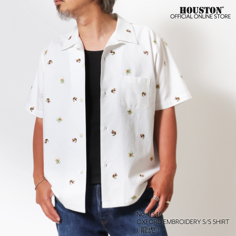HOUSTON（ヒューストン） 41346 OXFORD EMBROIDERY S/S SHIRT (龍虎