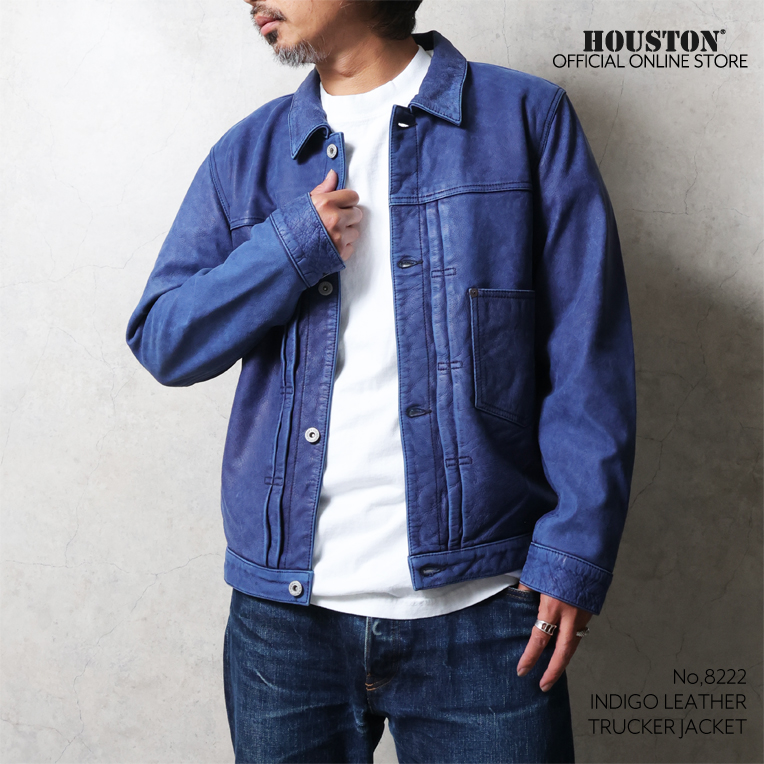 OFFICIAL限定】HOUSTON / ヒューストン 8222 INDIGO LEATHER TRUCKER 