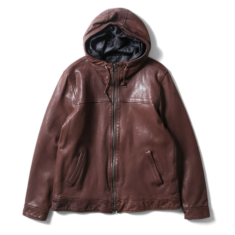 HOUSTON / ヒューストン 8227 LEATHER HOODIE JACKET / レザーフードジャケット -全2色-の画像