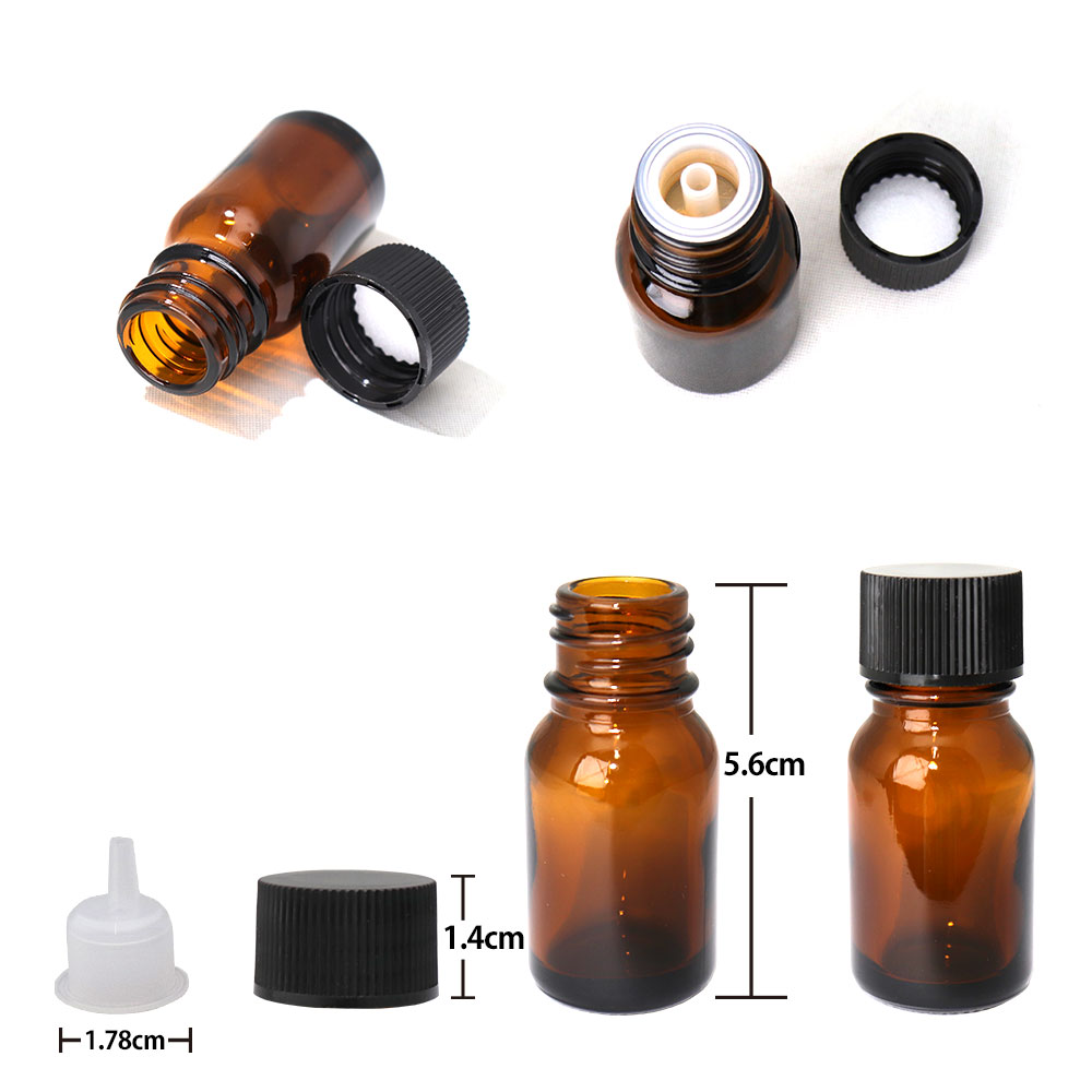 ランキングTOP5 遮光瓶 10ml 黒キャップ、ドロッパー付き コスメ アロマオイル 5本セット 遮光瓶 ボディオイル 
