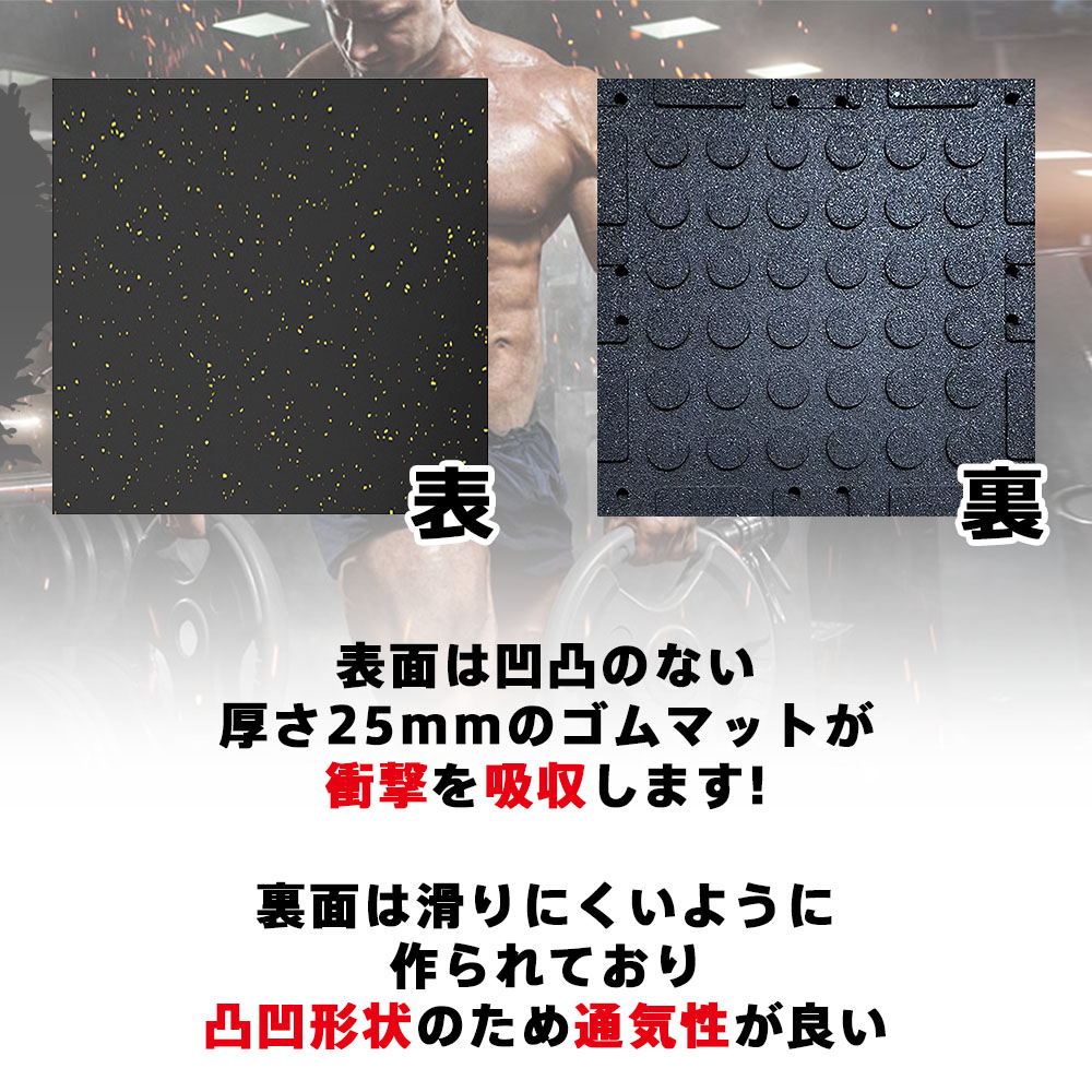 ジムマット 4枚セット 50×50 厚み25mm ゴムマット 筋トレ 衝撃吸収