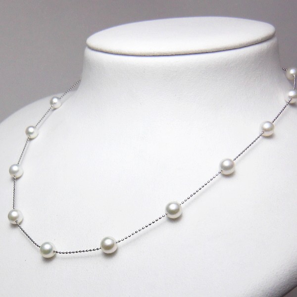 barbiePTアコヤ真珠 ステーションネックレス 5.5-6.0mm アコヤ真珠 ステーションネックレス 5.5-6.0mm K18 WG・YG・PG