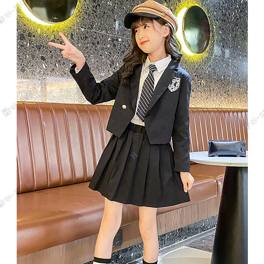 IziBuy | 子供服 卒業式 入学式 女子 3点セット 卒服 制服 スーツ ジャケット 女の子 チェック柄 プリーツスカート スクール 発表会  七五三 長袖セッ 新作 170cm