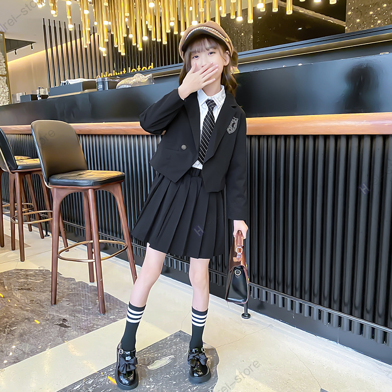 IziBuy | 子供服 卒業式 入学式 女子 3点セット 卒服 制服 スーツ ジャケット 女の子 チェック柄 プリーツスカート スクール 発表会  七五三 長袖セッ 新作 170cm