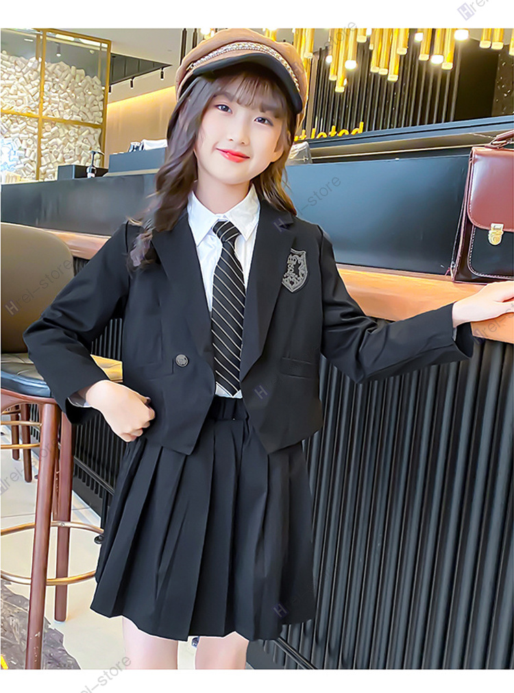 IziBuy | 子供服 卒業式 入学式 女子 3点セット 卒服 制服 スーツ ジャケット 女の子 チェック柄 プリーツスカート スクール 発表会  七五三 長袖セッ 新作 170cm